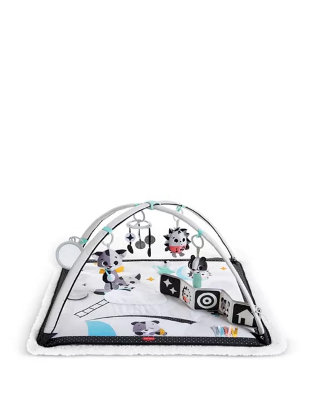 Monochrome & Teal Baby Activity Play Gym with Hanging Plush Toys